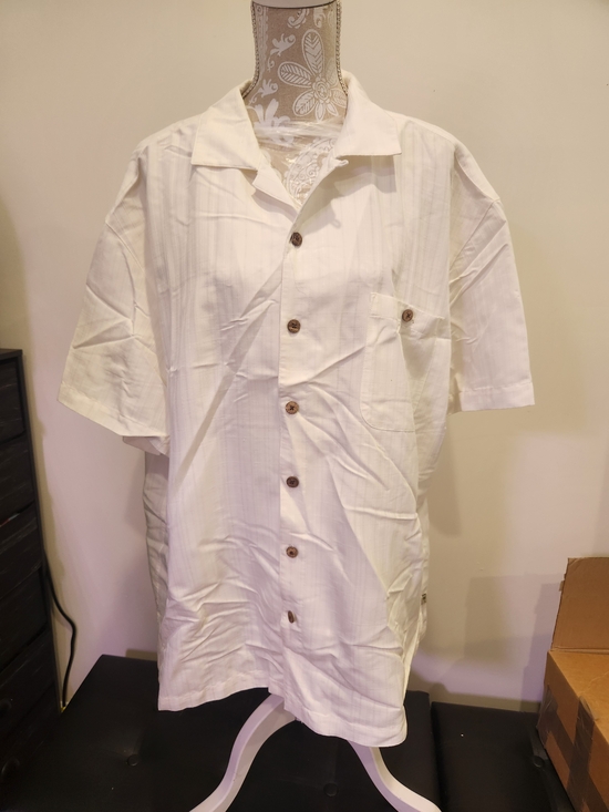 island shores Other - Men's Short-Sleeve White Casual Button-Down Shirt with Chest Pocket